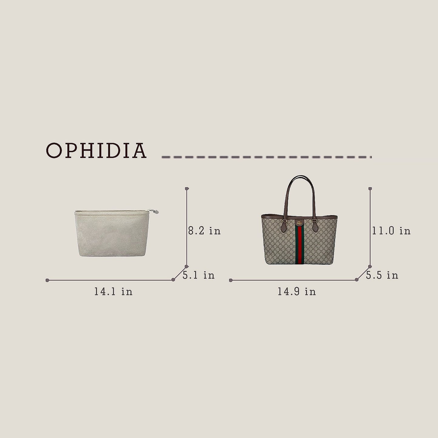 Bagessory Fine Plush Bag Insert Gucci Ophidia Medium Tote Bag