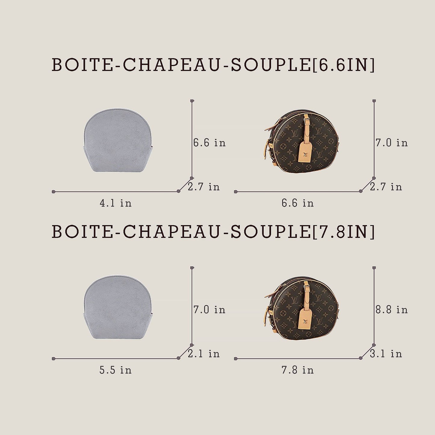 Bagessory Fine Plush Bag Insert Louis Vuitton Boite Chapeau Souple