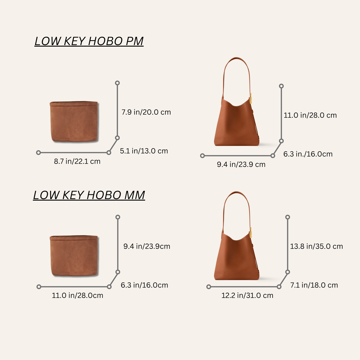 Bagessory Fine Plush Bag Insert Louis Vuitton Low Key Hobo Tote new format