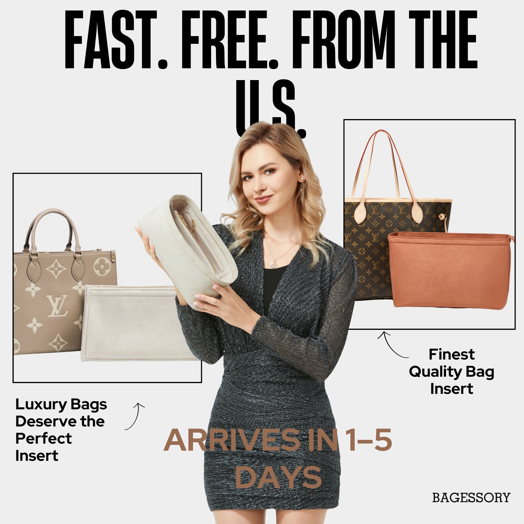 Bagessory Bag Organizer/Insert for Gucci Ophidia Large Tote Bag